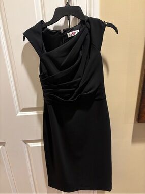 Classic Black Cap-Sleeve Sheath Dress